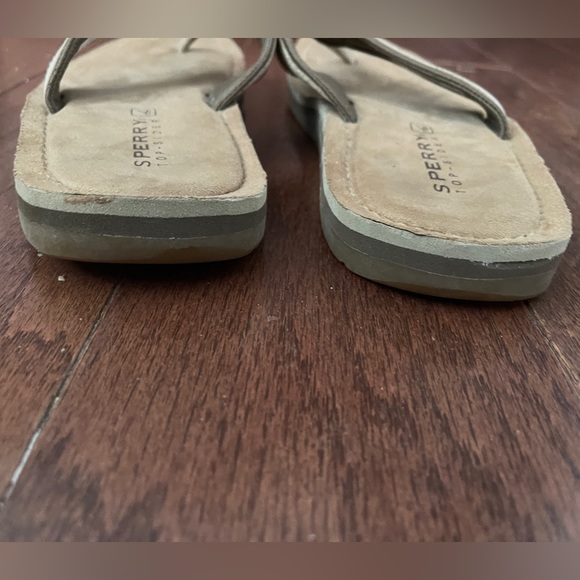 Sperry Cream Tan Leather Flip Flops Sandals Top Sliders Size 10 - Picture 5 of 10